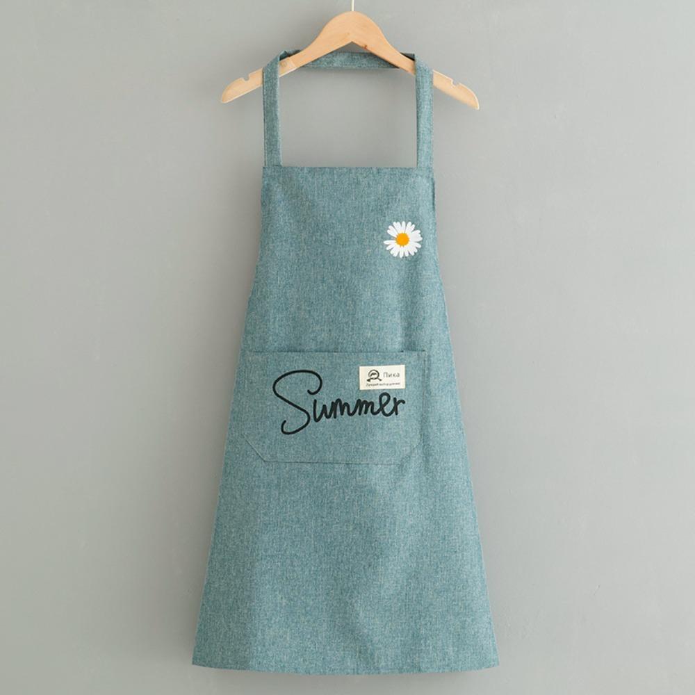 

Oil-Resistant Waterproof Apron Summer Daisy Print Apron Stylish Oil-Resistant Apron Baking синій