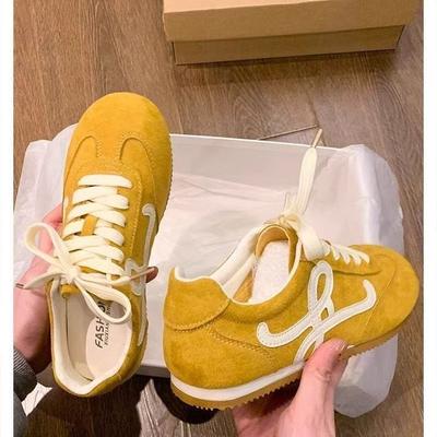 Yellow Leather Surface German Training Shoes Women's Spring 2025 New Popular Women's Shoes Flat-bottomed Retro Casual Sports Shoes