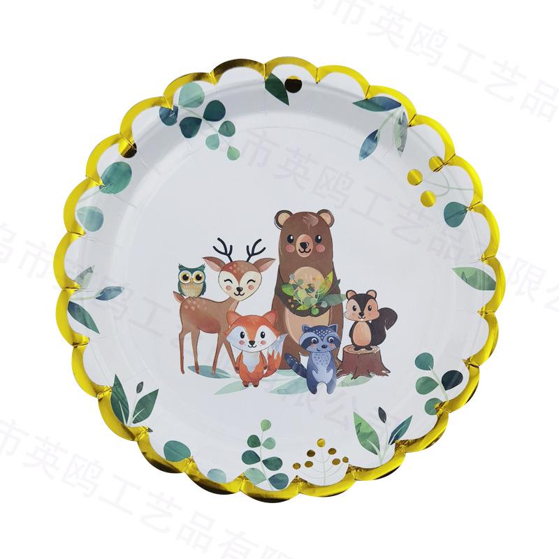 Farfurii de Hârtie cu Animale de Desene Animate pentru Petrecerea de Ziua de Naștere a Copiilor
