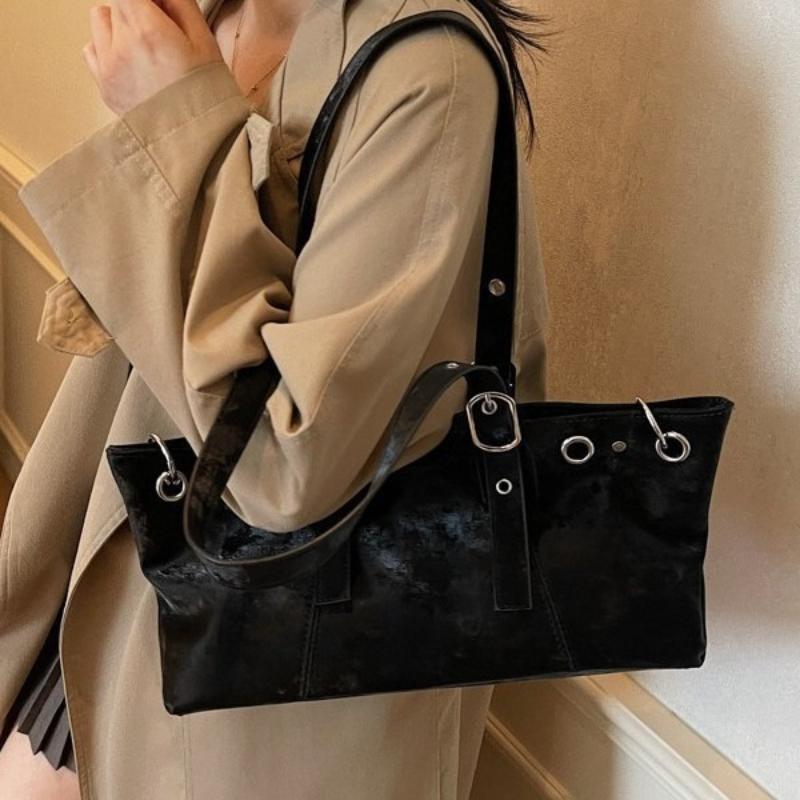 Women's Retro Suede Handbag Large Capacity Autumn Winter Trendy Commuting Shoulder Bag Versatile Casual Fashi for Ladies