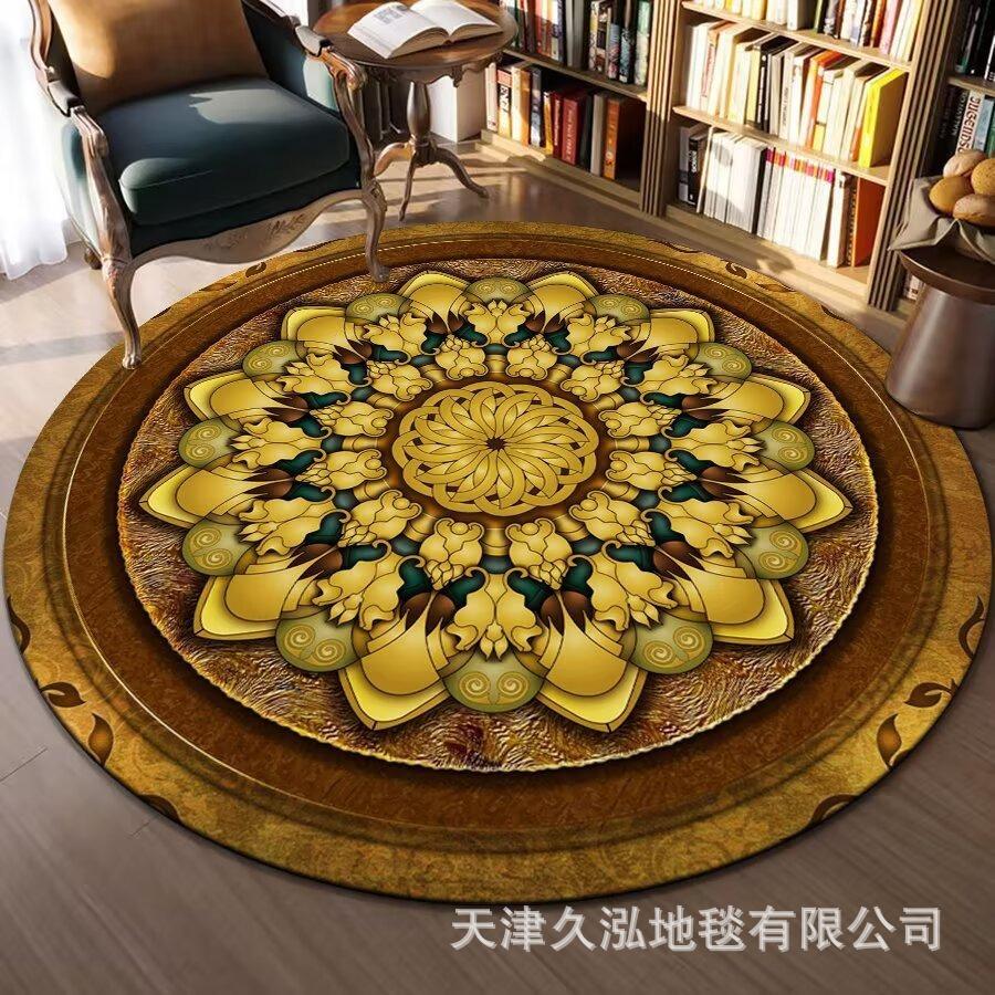 Circular Carpet Bedroom Living Room Carpet Coffee Table Carpet Home Sofa Circular Mat Ethnic Style Carpet