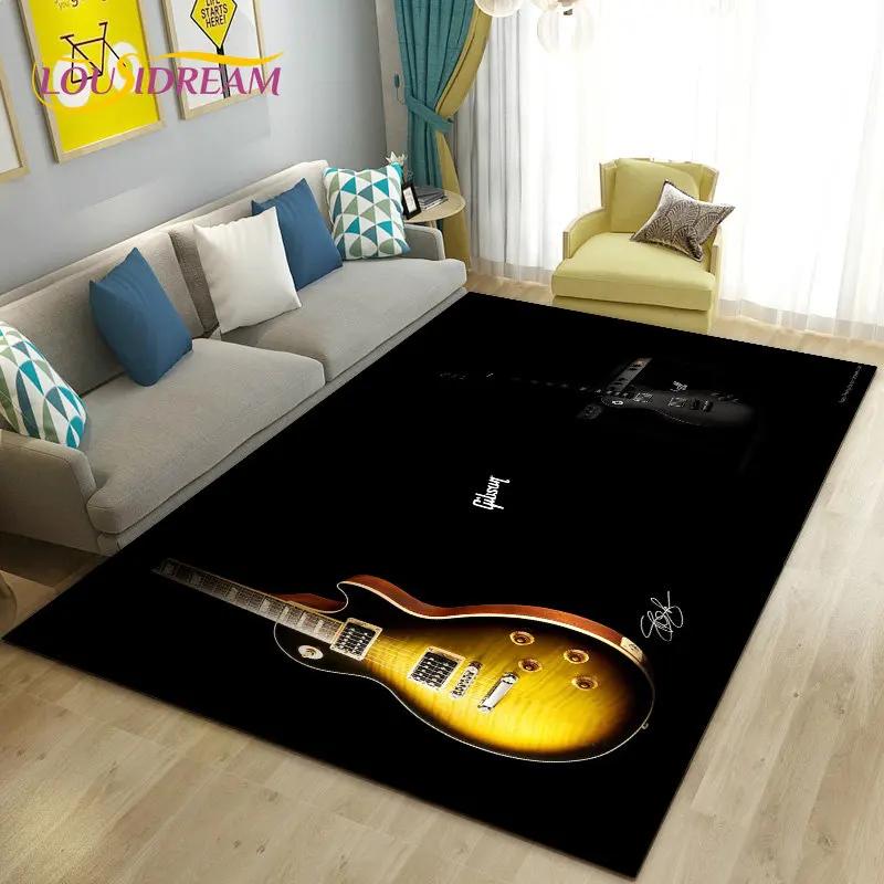 Classical Guitar Electric Guitar Area Rug Large,Carpet Rug for Living Room Bedroom Sofa Doormat Decoration, Non-slip Floor Mat
