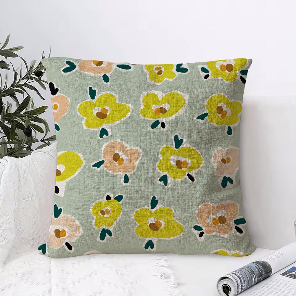 Spring and Summer Floral Cushion Cover Breathable Linen Pillow Cover SkinFriendly Home Decor Pillowcase with Hidden Zipper
