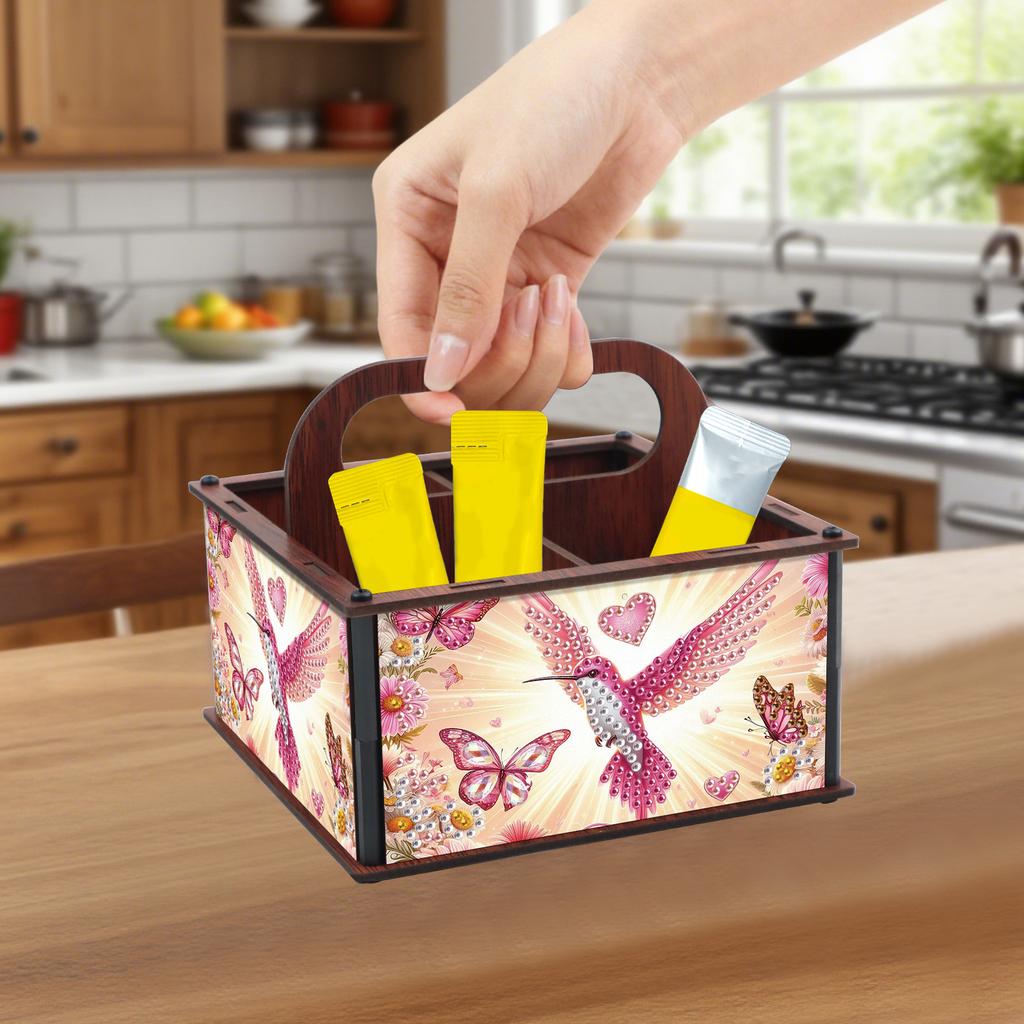 DIY Wooden Diamond Painting Storage Box Diamond Art Kit Tabletop Organizer for Organizing Cosmetics and Stationery