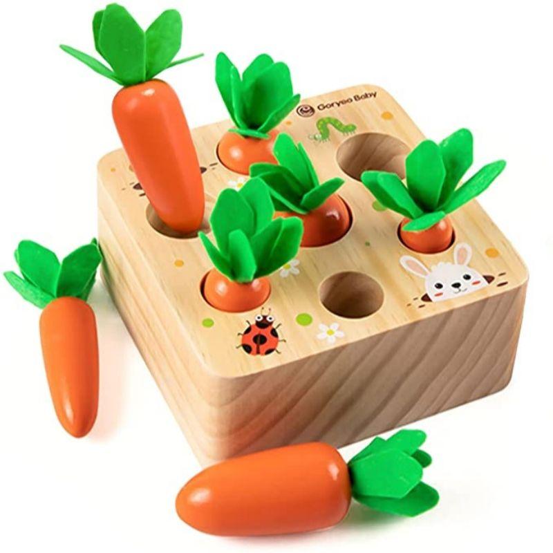 Toys Educational Toys Montessori for Baby Girls1 2 3 4Year Wooden Puzzle Carrot Harvest Toy Game Shape Sorting for Children Boys