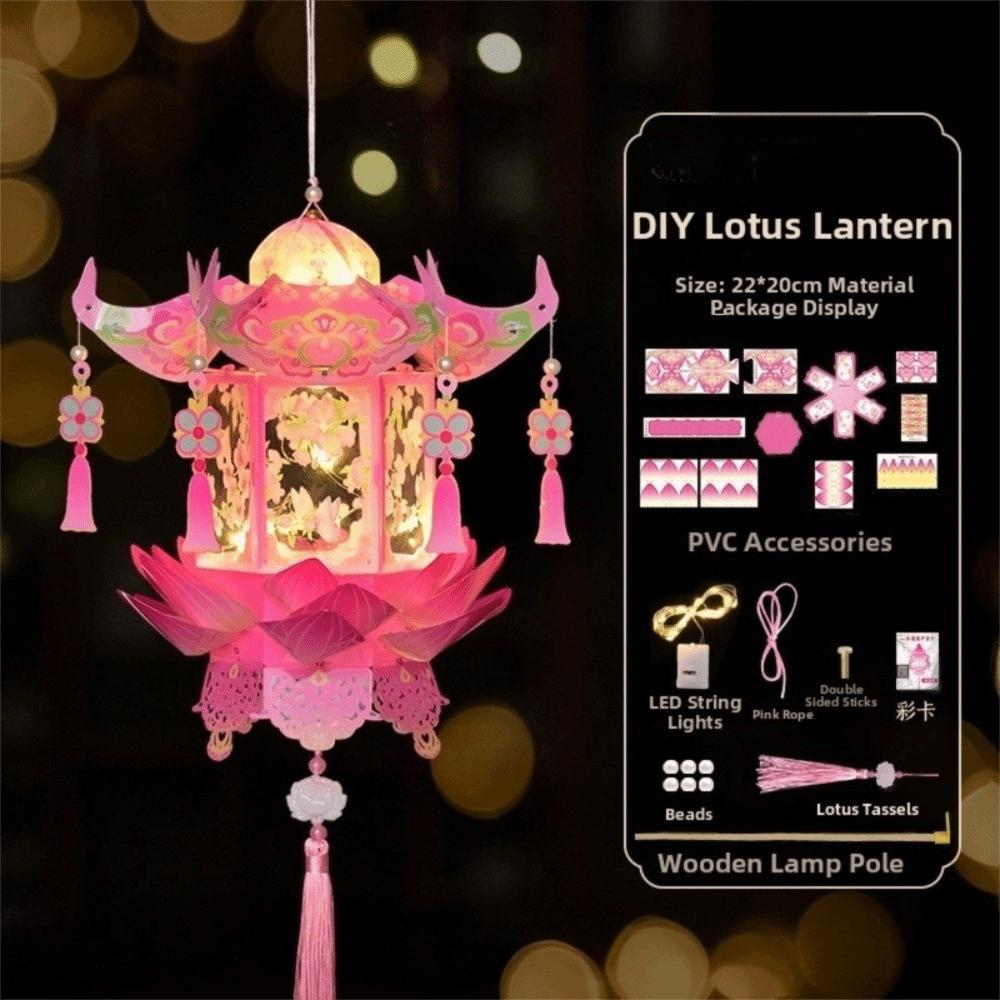 Lightweight DIY Craft Material Kit PVC Handheld Lantern Portable Hanging LED Lantern Gift