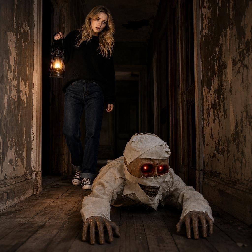Electric Crawling Skeleton Halloween Decoration Prop with Moving Limbs and Glowing Eyes for Indoor Outdoor Party Haunted House Display
