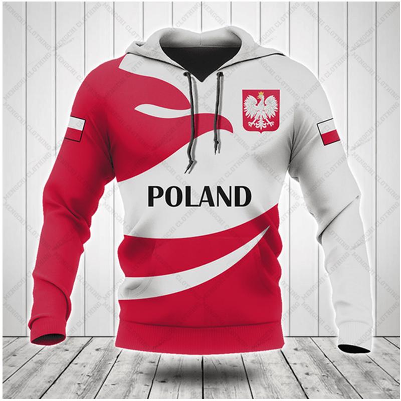 Polnische Flagge Emblem Harajuku Bedruckt Retro Mode Herren und Damen Sport Outdoor Freizeit Täglich Locker Bequem Hoodie