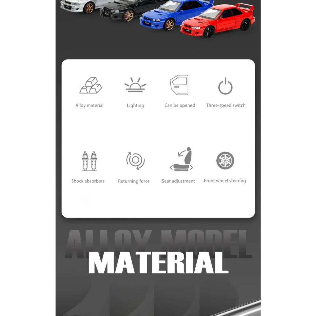 1/32 Subaru Impreza WRX STI Alloy Sports Car Model Diecasts Metal Racing Vehicles Car Model Simulation Sound Light Kids Toy Gift