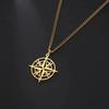 Lucktune Compass Pendant Necklace Stainless Steel Necklace for Women North Star Gold Color Chain Couple Punk Jewelry Gift Sale