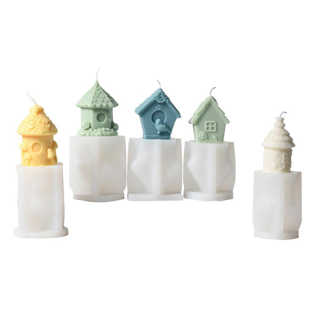 Small House Candle Mold Grass House Rose House Aromatherapy Gypsum Dropping Decoration Silicone Mold