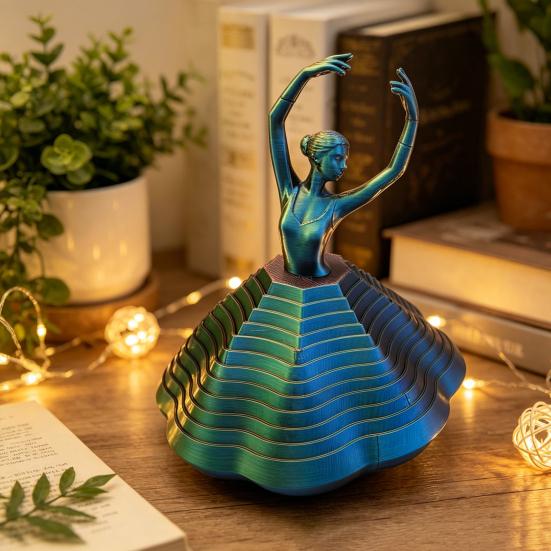 3D-gedruckter drehender Ballerina Fidget Toy Ballettänzer Erweitertes sensorisches Spielzeug Wirbelnde Spirale Stressabbau Schreibtischspielzeug für Erwachsene