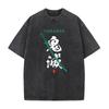 Japan Anime Demon Slayer Letter Graphic Tee Men Women Washed Cotton Tshirts High Quality Crewneck T-shirt Harajuku Male T Shiirt