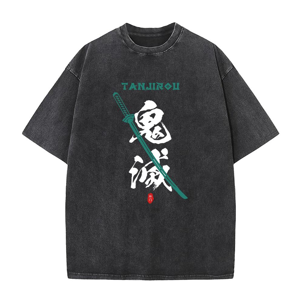 

Японское Аниме Клинок, рассекающий демонов Футболка с графикой букв Мужская Женская Футболки из стираного хлопка Высококачественная футболка с круглым вырезом Харадзюку Мужская футболка S чёрный