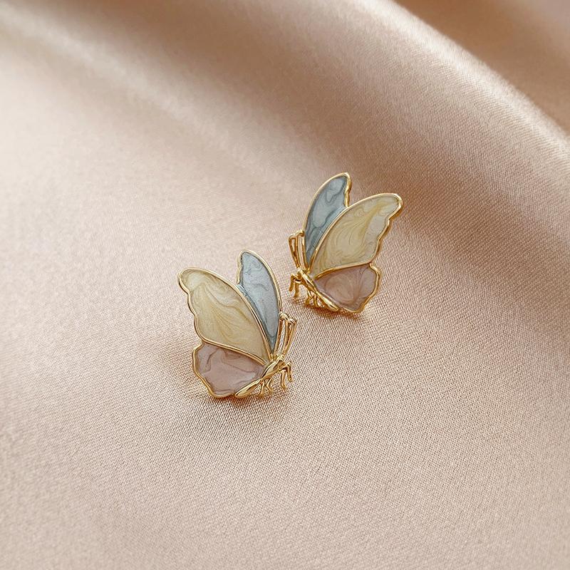 S925 Silver Simple Fashion Oil Drop Butterfly Sweet Elegant Earrings for Women