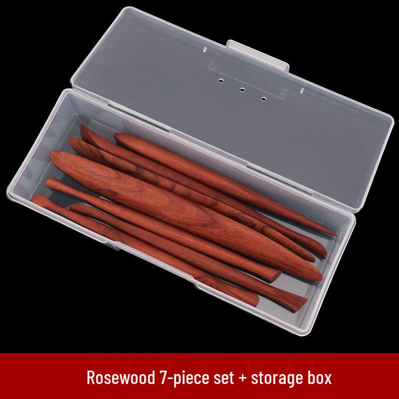 Rosewood Clay Modeling & Carving Knives Set - 7-Piece Pottery Sculpting Tools for Fine Detailing