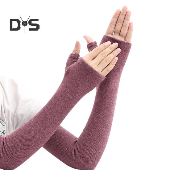 

1 пара перчаток осень-зима без пальцев трикотажные высокоэластичные нескользящие нарукавники однотонные цветные нарукавники сохраняют тепло ветрозащитные велосипедные нарукавники