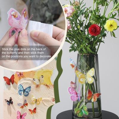 24 Stück 3D Schmetterlingsdekorationen Schmetterlings-Wanddeko mit zusätzlichem Punktkleber Wandkunst Schmetterlingsaufkleber für Hochzeiten Geburtstage Partydeko