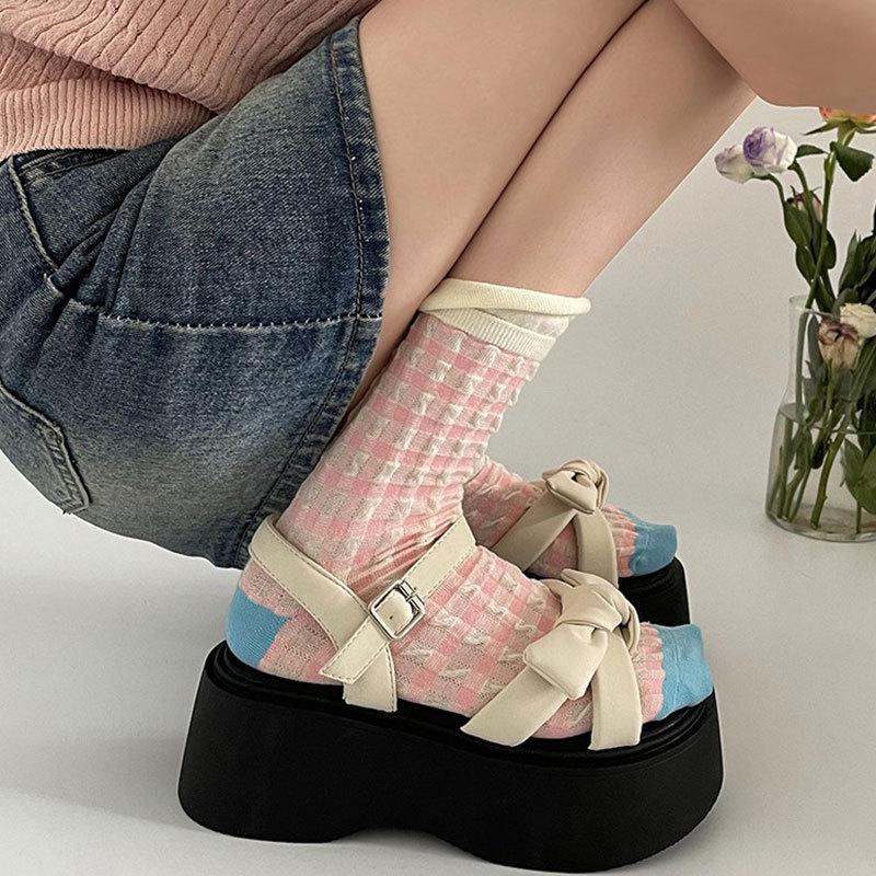 Bow Women's Sandals 2025 New Spring Super Fire Outer Wear Thick Sole Not Tired Feet Beautiful with Skirt Beach Shoes