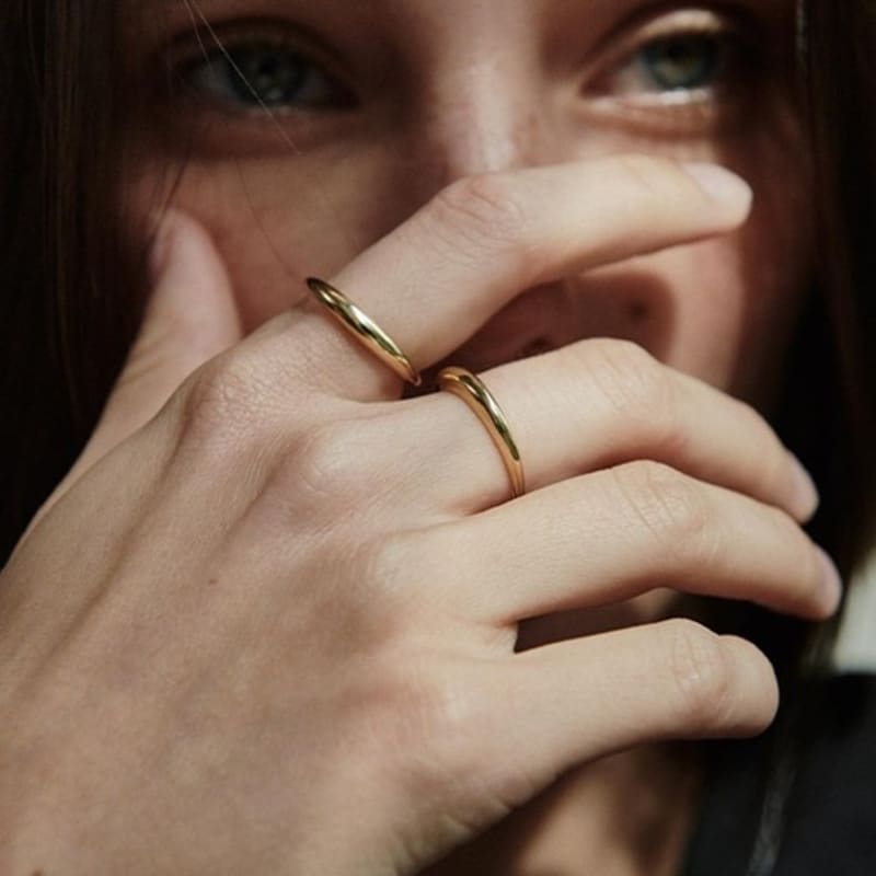 Green [925 Silver] Five.silver.205 / Mini Soar Ring (gold)