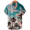 Chemise à Manches Courtes Imprimé Plage Tropicale, Idéale pour les Vacances d'Été