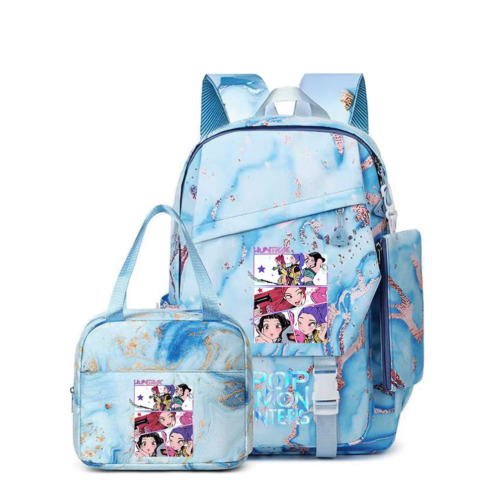 School Season Three-Piece Backpack Wind Academy Style High School Students Schoolbag Lightweight Backpack