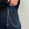 IngeSight.Z Exquisite Luxus Imitation Perlen Schlüsselanhänger Geldbörse Gürtelkette für Herren Punk Hosen Hipster Hosenkette HipHop Schmuck