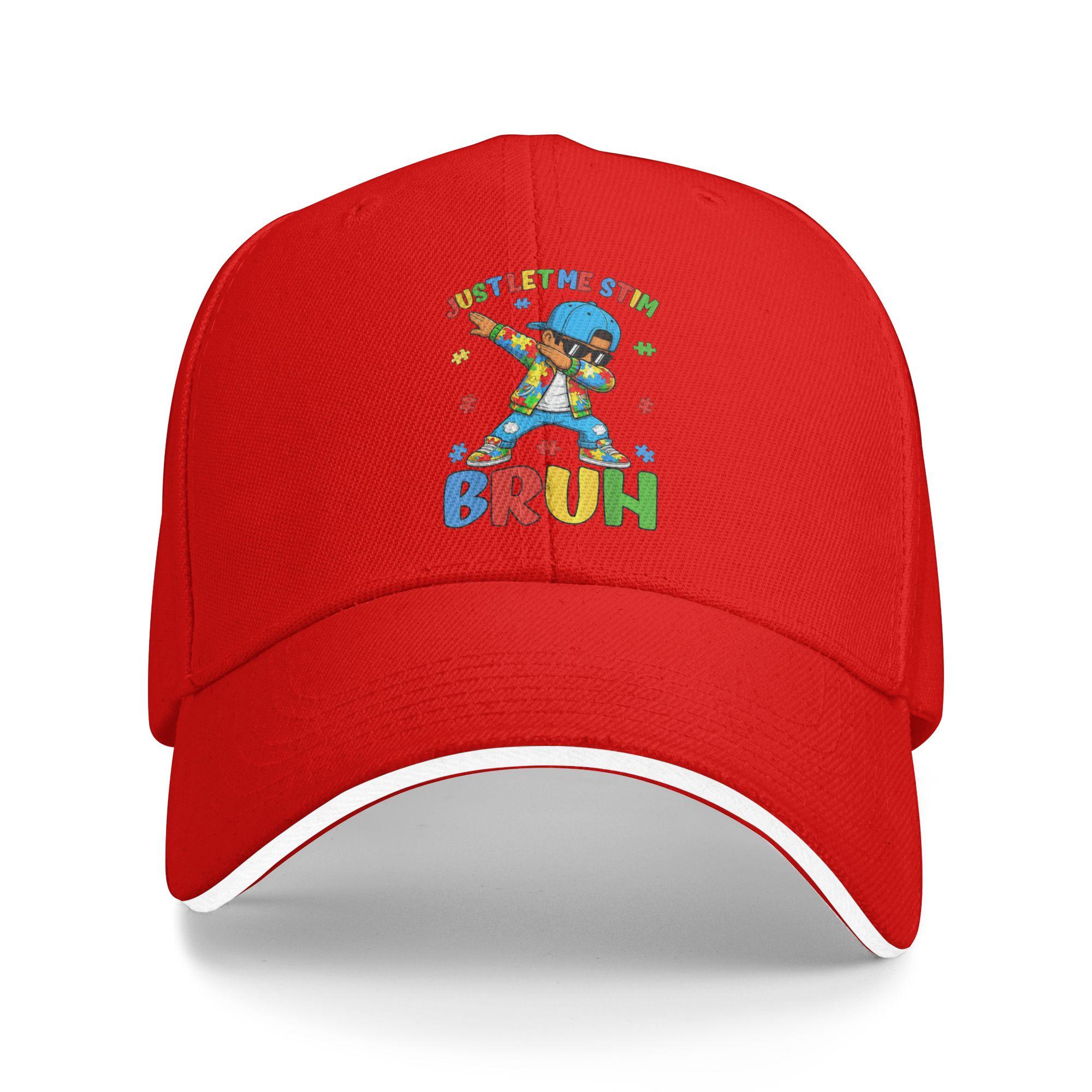 Just Let Me Stim Bruh Funny Dabbing Boy Autism Awareness Casual Baseball Cap Summer  Trucker Hat Sun Outdoor Sports Snapback Cap As Picture