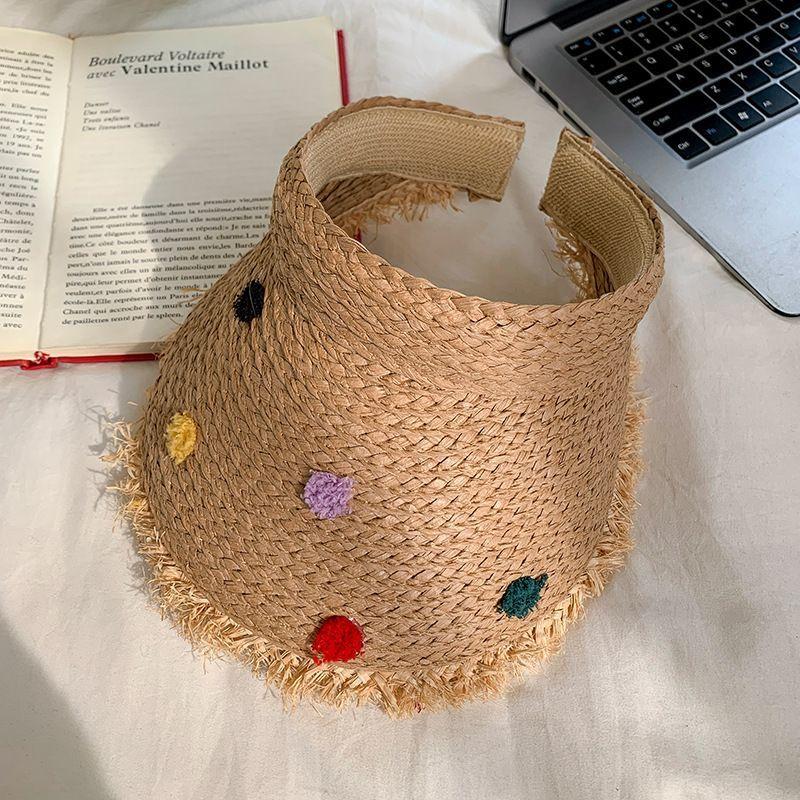 Straw Woven Lafite Hat for Summer Beach and Seaside Vacation Hat for Sun Protection Empty Top Hat Brim Sun Protection Forest Woman