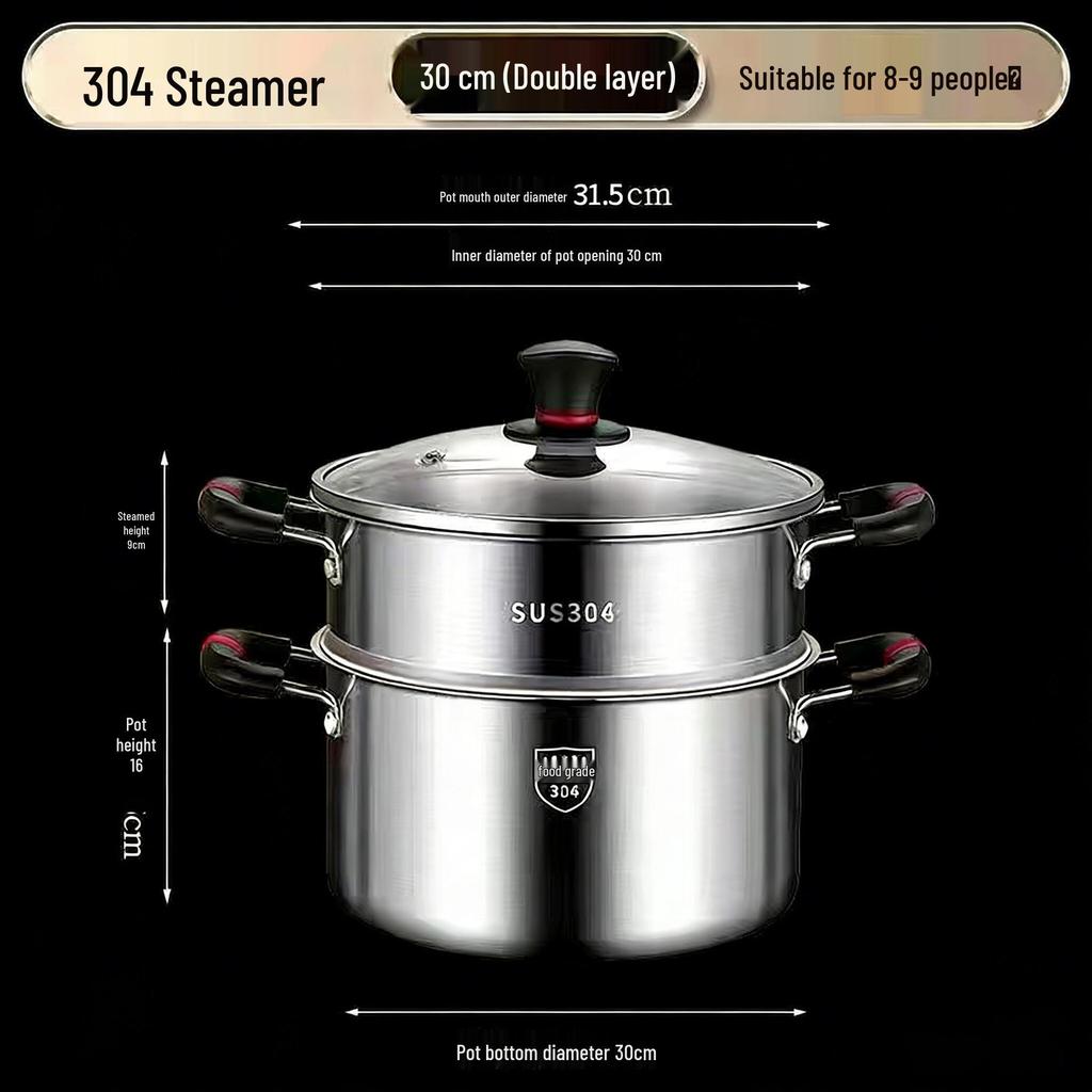 316L Stainless Steel Soup Pot with Handles - Non-Stick for Steaming, Cooking, and Stewing On Induction Cookers