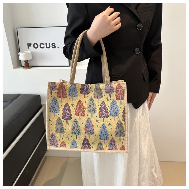 Linen Bag Hand-painted Cotton Sacks Jute Portable Imitation Sacks Linen Bags Shopping Bags Laminated Bags