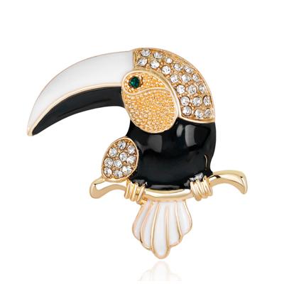 Elegant Colorful Cartoon Parrot Shiny Rhinestone Animal Women Gift Brooch Pin