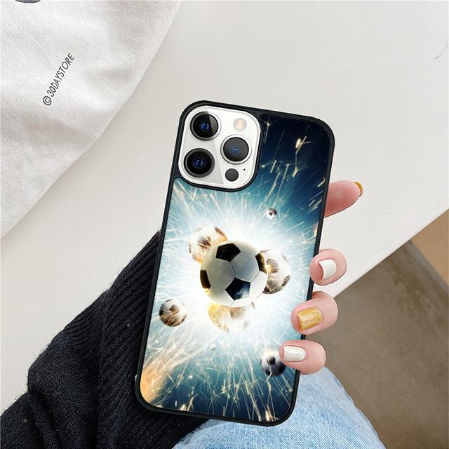Fire Football Ball Soccer Phone Case For iPhone 17 Air 15 16 Cover 11 13 14 Pro Max 12 Plus Max Fundas