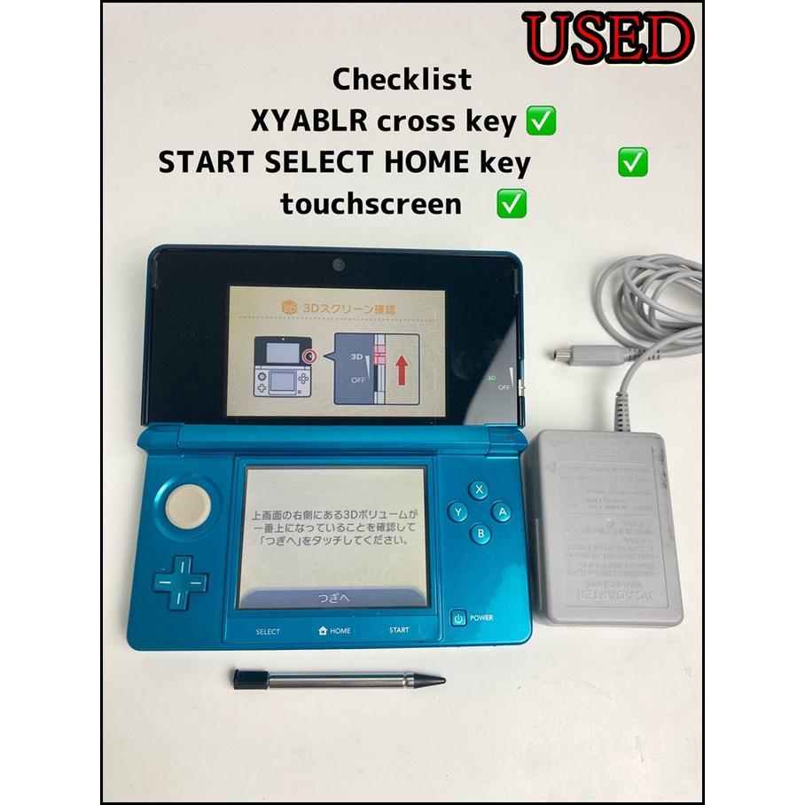 Nintendo 3DS CTR-001[JP Region Locked] (Flare Red , Pink, Blue ,Yellow,Black, White) &  Charger Stylus, Tested Fully Working)