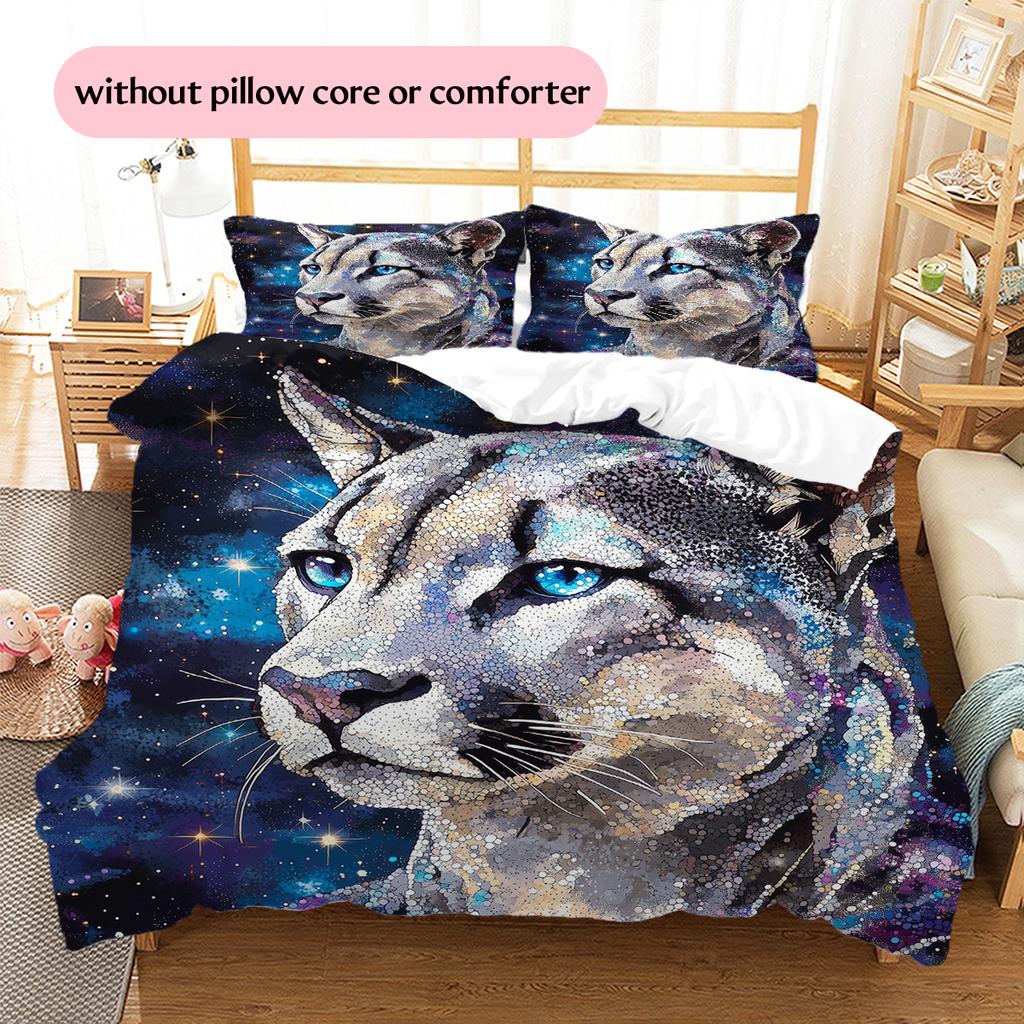 Cougar Pattern Bedding Home Decoration Birthday Gift (1 * duvet cover + 2 * pillowcase, without core)