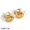 Fashion Design Stainless Steel Smooth Irregular Hollow Pendant Circular Earring Women Trendy Charm Jewelry Gifts