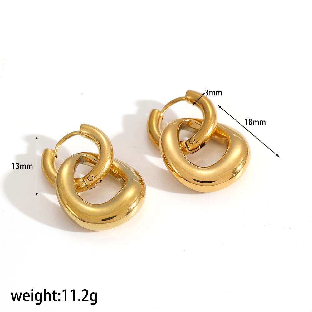 Fashion Design Stainless Steel Smooth Irregular Hollow Pendant Circular Earring Women Trendy Charm Jewelry Gifts