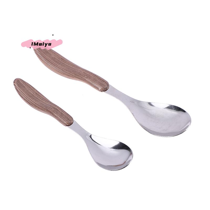 1Pc Stainless Steel Dessert Soup Spoon with Imitation Wooden Handle Western Tableware for Restaurant Bar