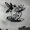 Metal Wall Art Hummingbird Lotus Garden Sculpture Rustproof Iron Gift