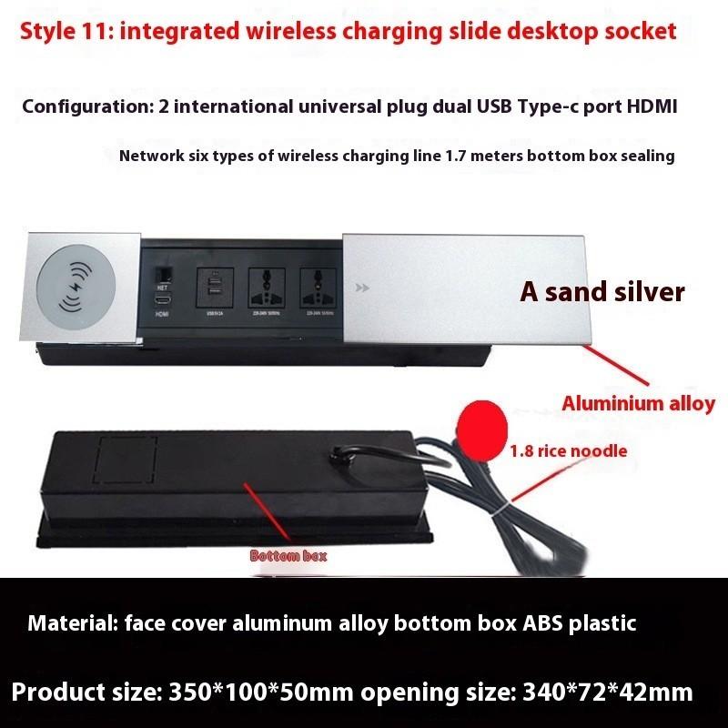 Verbesserter Einbau-Konferenz-Schreibtischsockel Versteckter Typ Multifunktional 3 Löcher 5 Löcher Inseltisch Seiten-Schiebeschalter