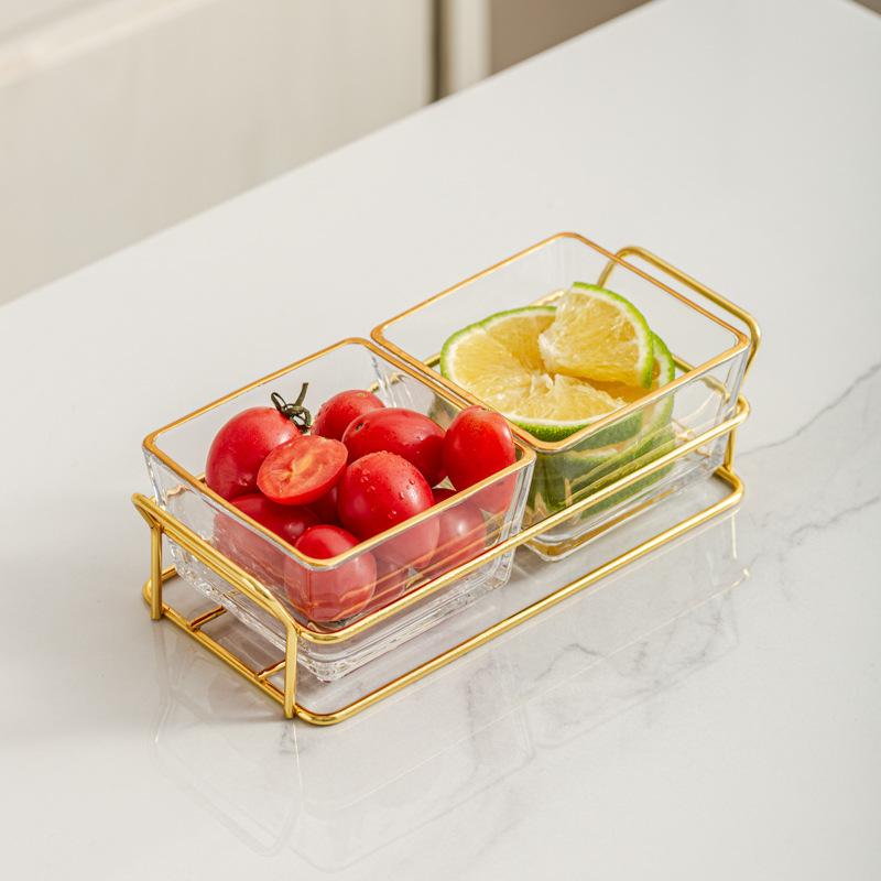 Light Luxury Glass Fruit Plate  Creative Household Living Room Snack Plate  Dried Fruit Snack Plate  Dessert Plate  Candy Plate  Fruit Plate