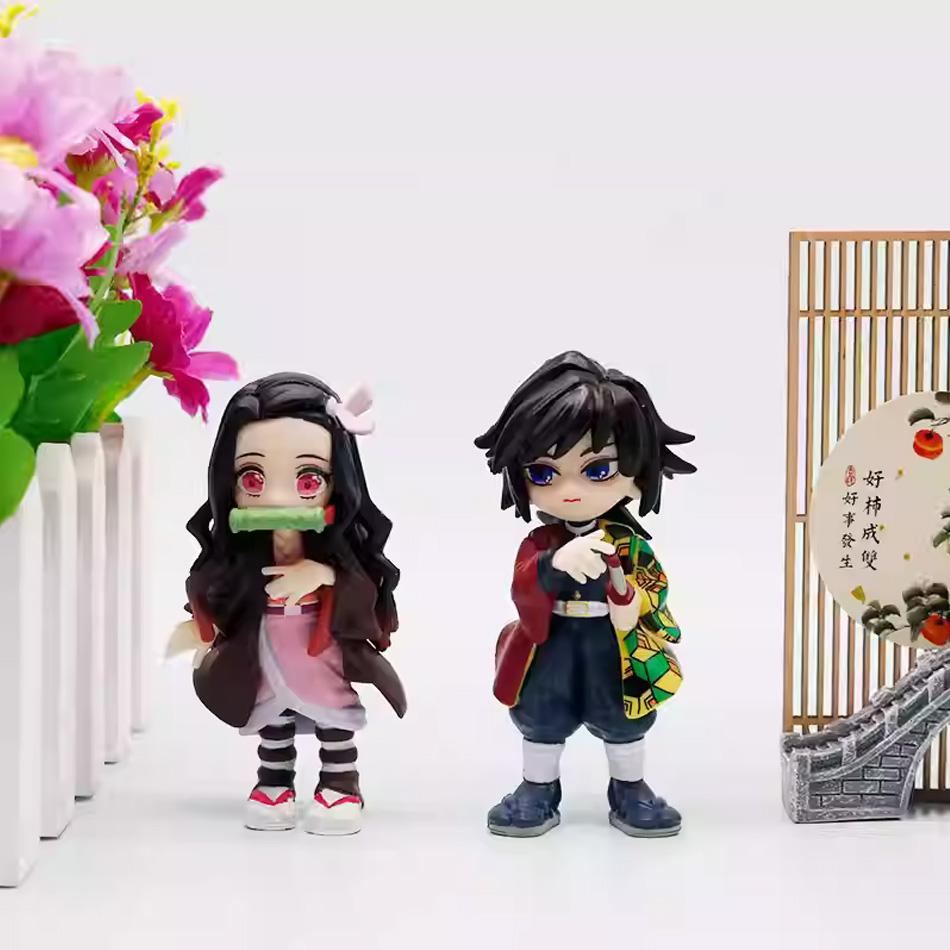 Latest Anime Demon Slayer Figure Blind Box 8cm Kamado Tanjirou Kamado Nezuko Mini Cute Edition Pvc Doll Toy Desktop Ornament Gift