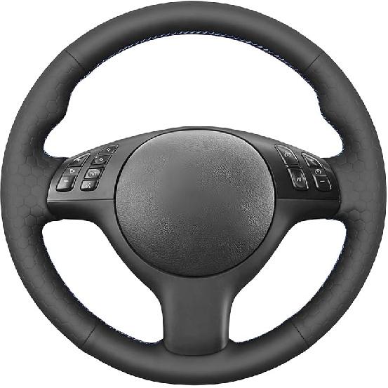 MEWANT Steering Wheel Cover for BMW 3 Series E46 E46/5/5 Series E39 / M3 / M5 Hand-Stitched Steering Wheel Wrap hive microfiber leather +