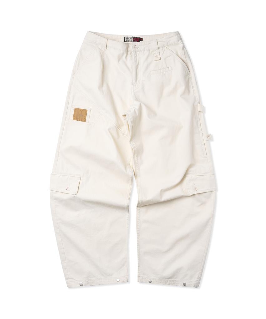 Lujeoseukeulleob Multi Cargo Pocket Wide Cotton Pants Ivory