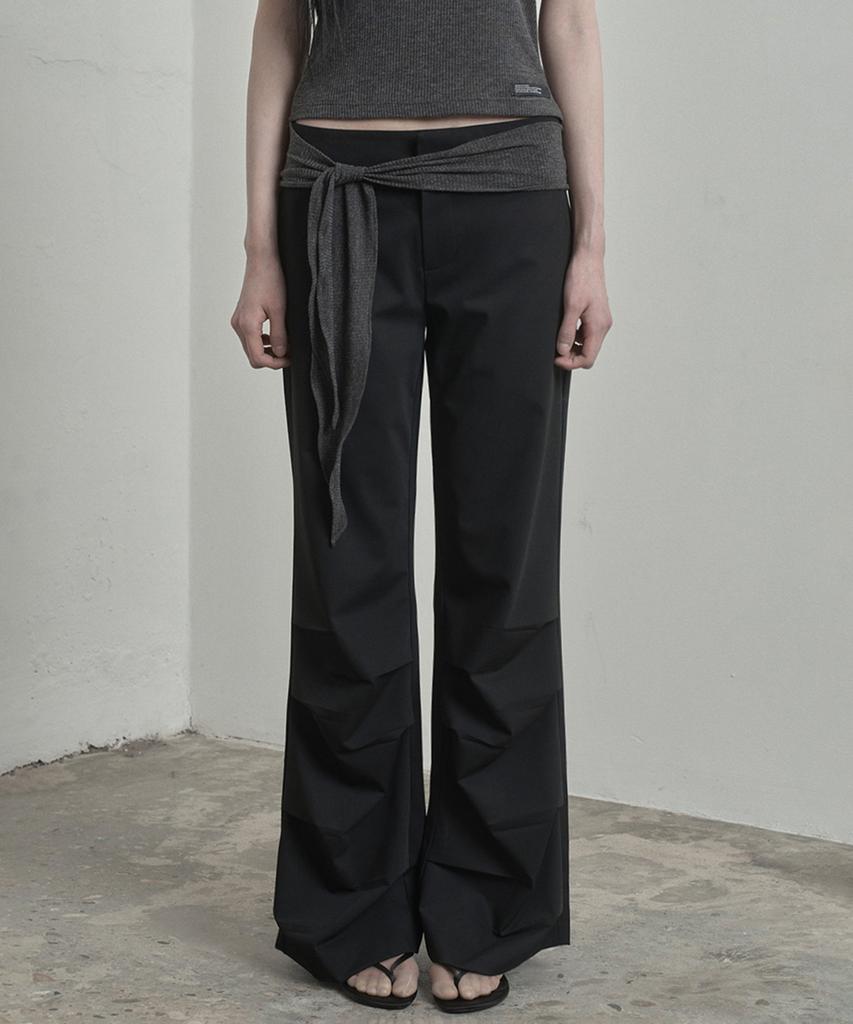 Inegi Drape Flare Slacks (Black)