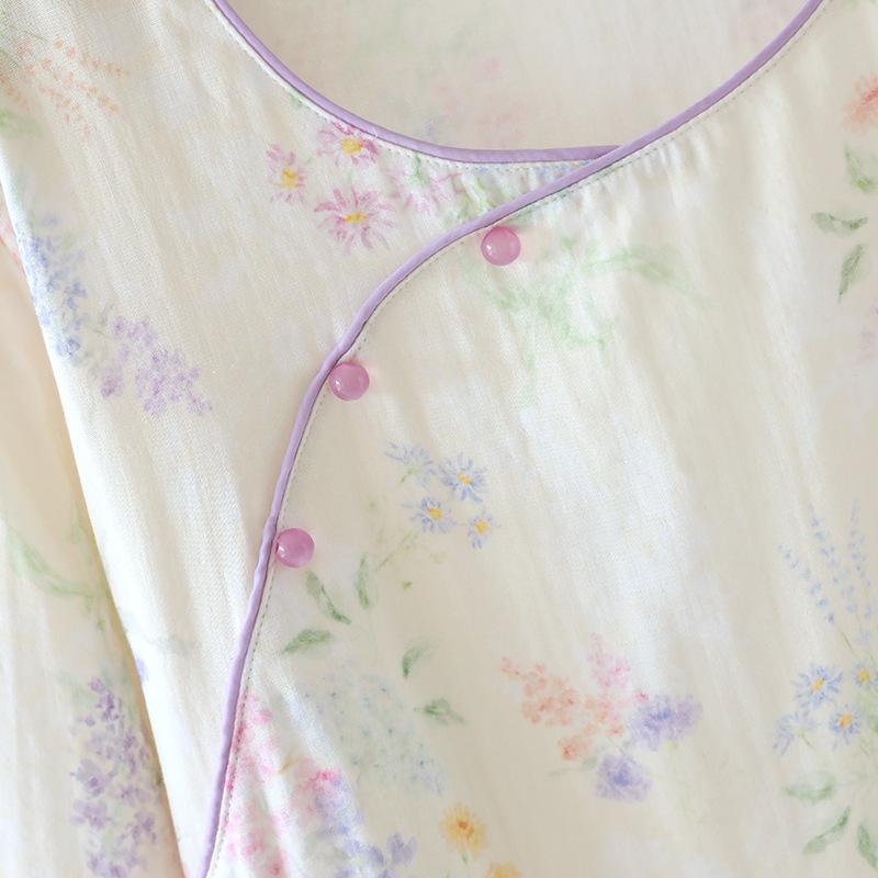 Damen Pyjama-Set aus reiner Baumwolle - Süßer chinesischer Stil, Langarm & Hose, mit Seitentaschen, Lockerer Schnitt für Frühling, Sommer und Herbst.