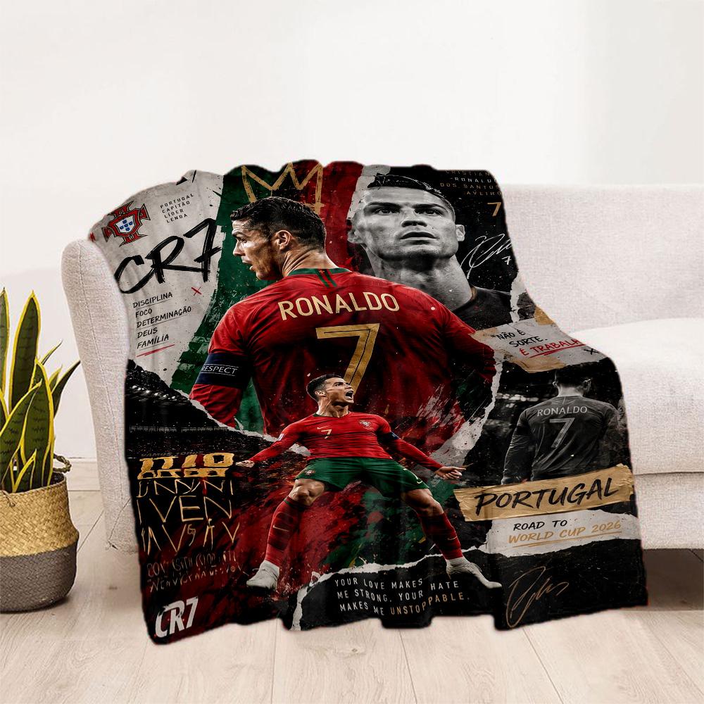 Ronaldo's Legacy Soccer Blanket Ultra-Soft Perfect for Picnics Sofa Livingroom Four Seasons Universal Stylish Decor