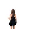 2025 French Style Black Halter Neck Spaghetti Strap Dress - Women's Summer Beach Resort Wear, Short Skirt
