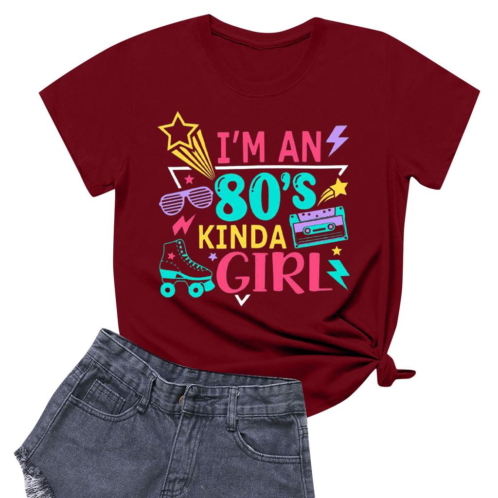 Dámské tričko s kulatým výstřihem pro volný čas s potiskem a krátkým rukávem