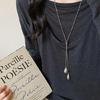 Alloy Teardrop Pendant Necklace Sophisticated Long Sweater Chain With Adjustable Length Fashion Accessory